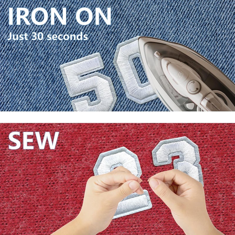 Cazzon Number Iron On Patches, Numbers 0-9 Embroidery Applique Patch, DIY Decorative Heat Press Patches for Clothing Jeans Jackets Backpacks Hats (White 50 Pcs) - Image 4
